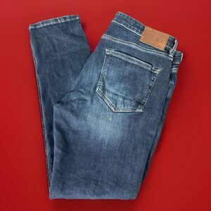 AllSaints Rex Slim Fit Jeans Mens 34/29 (Tag 34/30) Blue Stretch Taper Denim